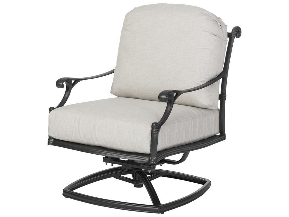 Michigan Cast Aluminum Swivel Rocking Outdoor Lounge Chair in Black
