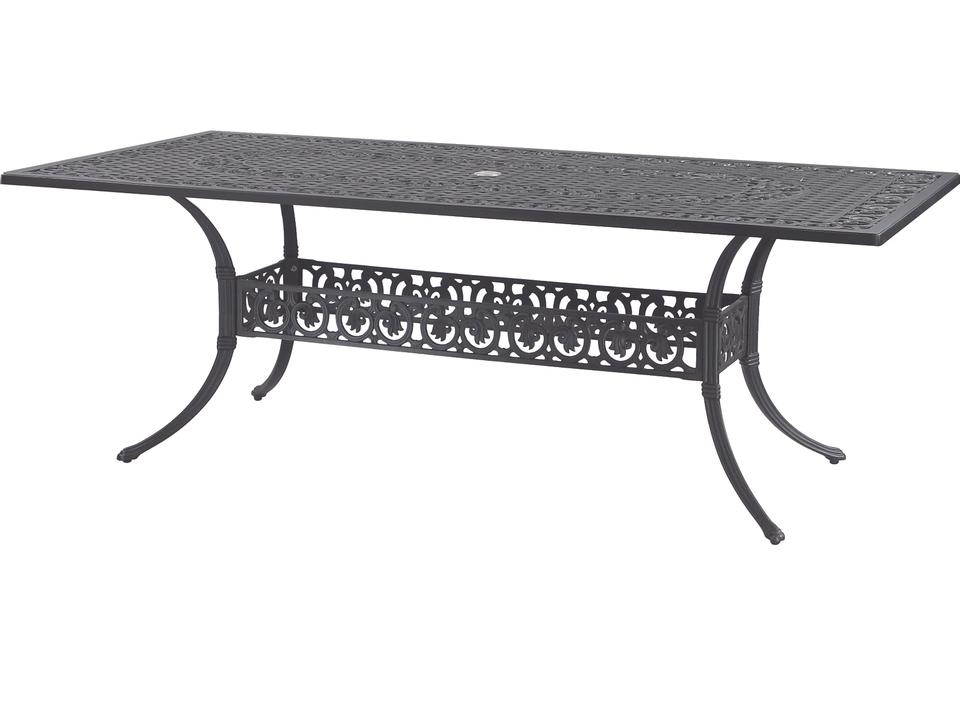Michigan Cast Aluminum Rectangular Outdoor Dining Table with Umbrella Hole