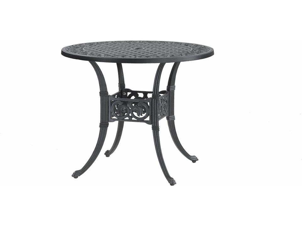 Michigan Cast Aluminum Round Patio Dining Table with Umbrella Hole