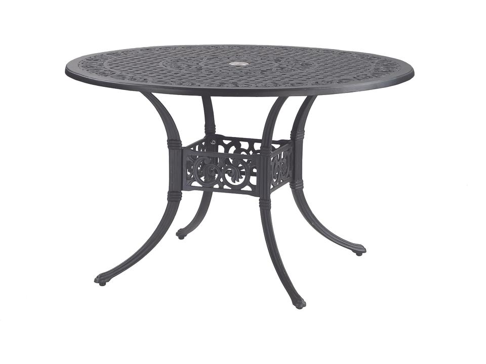 Michigan Cast Aluminum Round Outdoor Dining Table with Umbrella Hole
