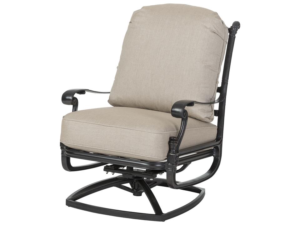 Florence Cast Aluminum High Back Swivel Rocker Outdoor Accent Chair Desert Bronze