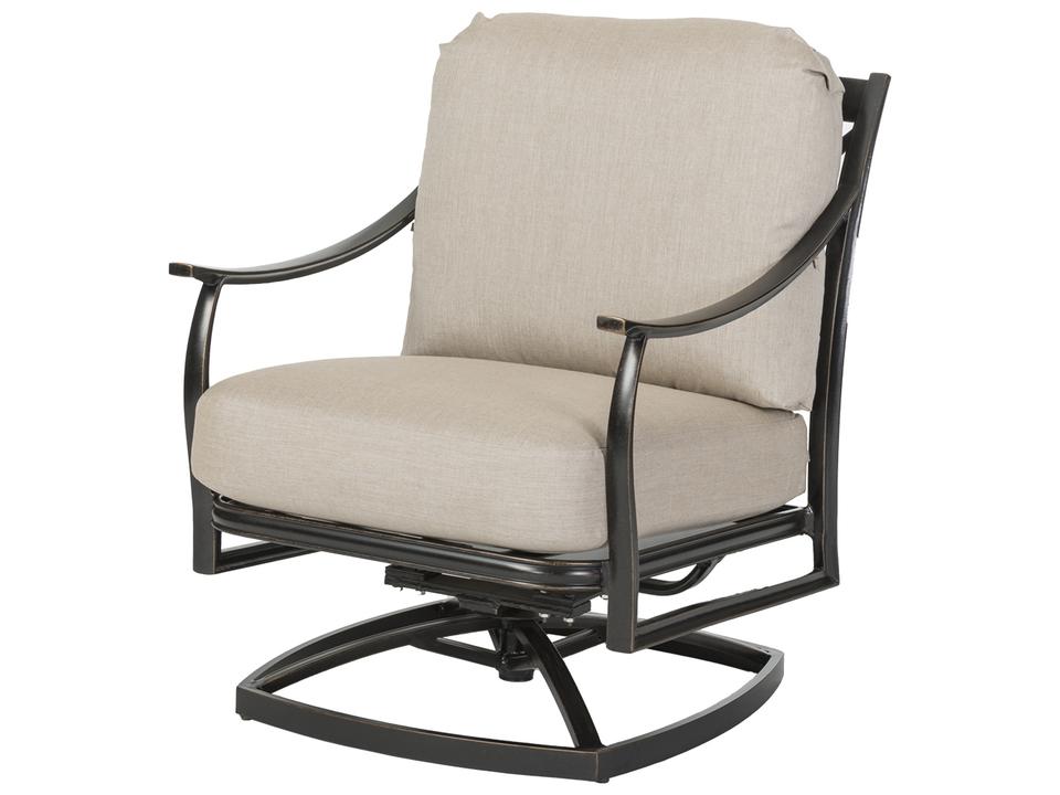 Edge Aluminum Swivel Rocker Outdoor Lounge Chair in Midnight Gold