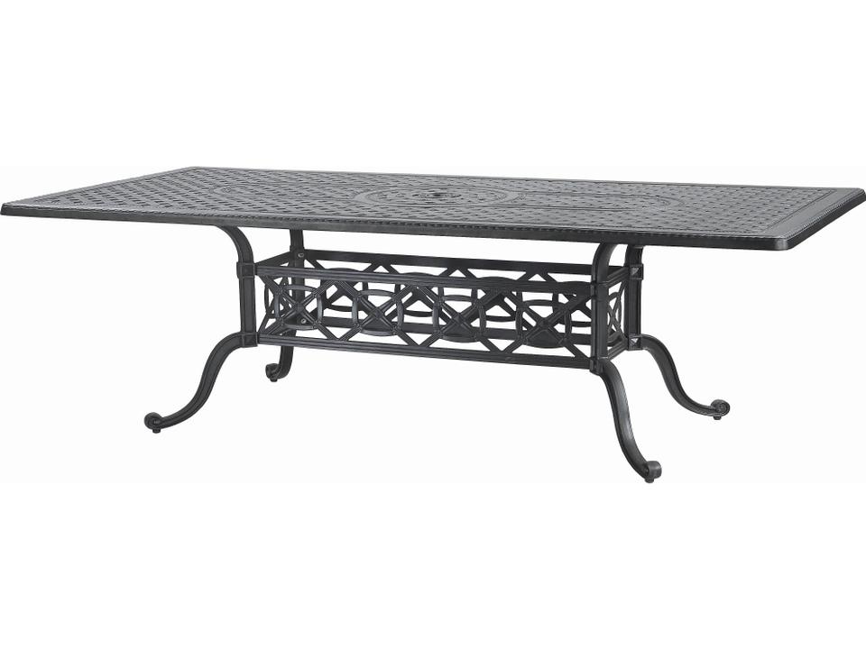 Grand Terrace Cast Aluminum Rectangular Outdoor Patio Dining Table with Umbrella Hole