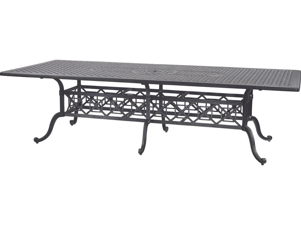 Grand Terrace Cast Aluminum Rectangular Patio Dining Table with Umbrella Hole