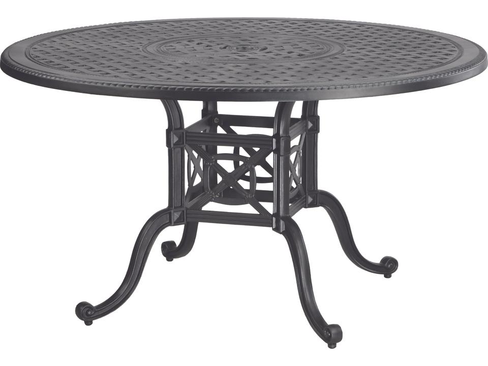 Grand Terrace Cast Aluminum Round Outdoor Patio Dining Table with Umbrella Hole