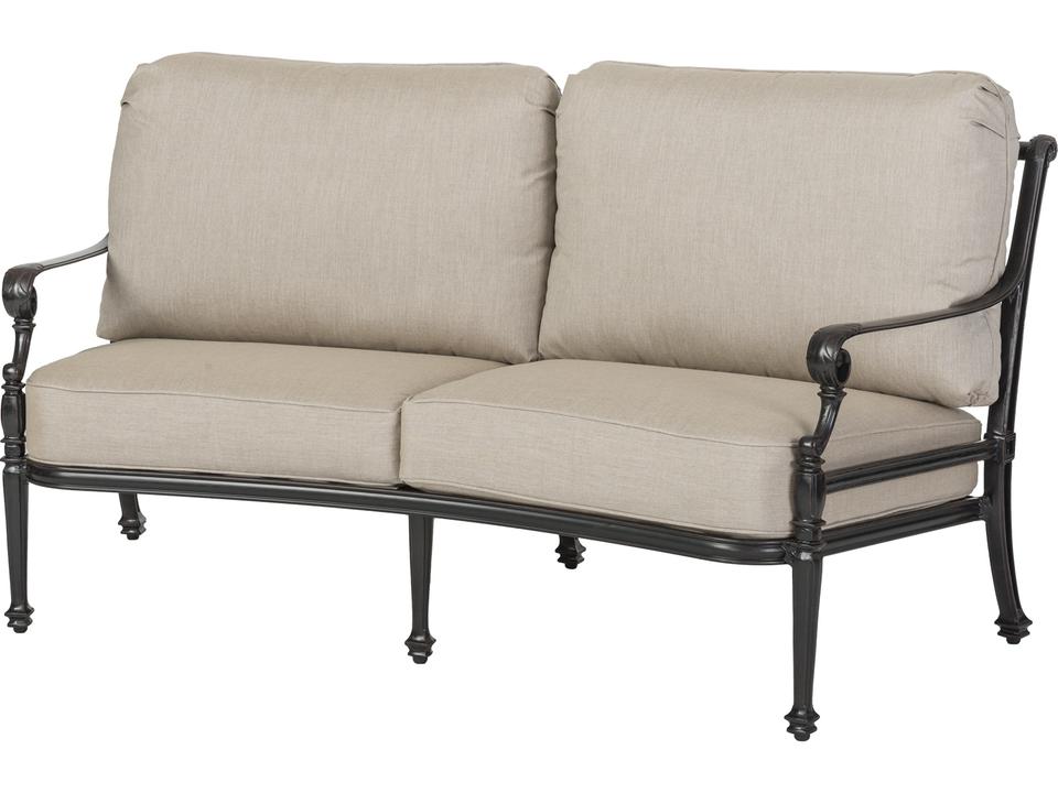 Grand Terrace Curved Outdoor Loveseat Cast Aluminum Frame