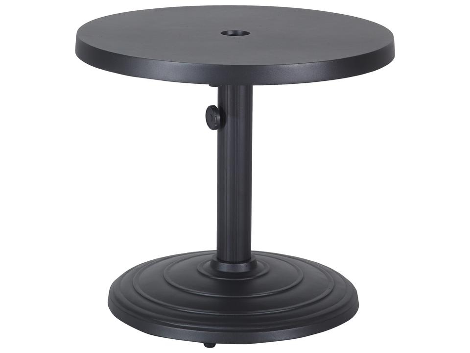 Meridian Aluminum Round Outdoor End Table with Umbrella Hole in Carbon