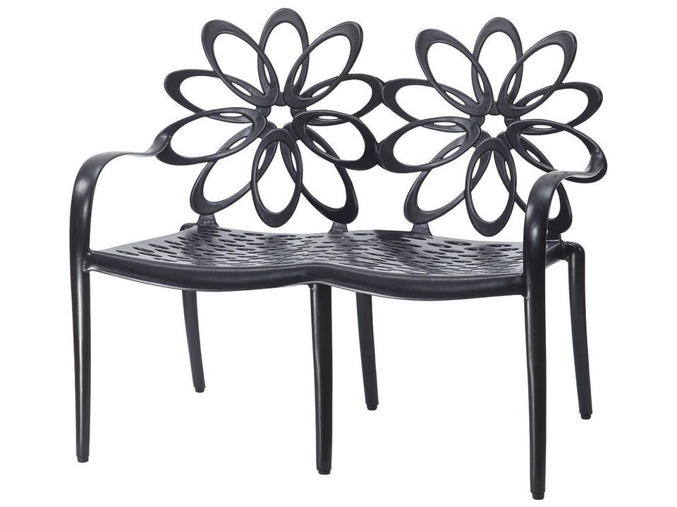 Lotus Cast Aluminum Outdoor Patio Loveseat in Ruby