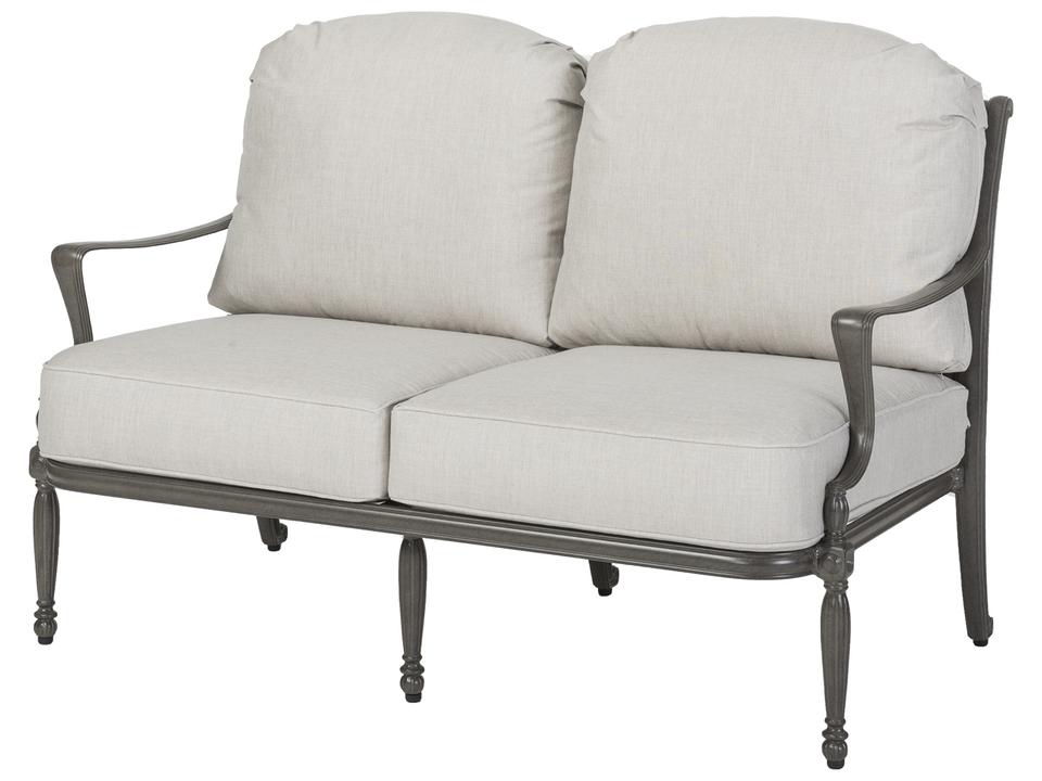 Bel Air 2-Seat Cast Aluminum Outdoor Loveseat with Cushions