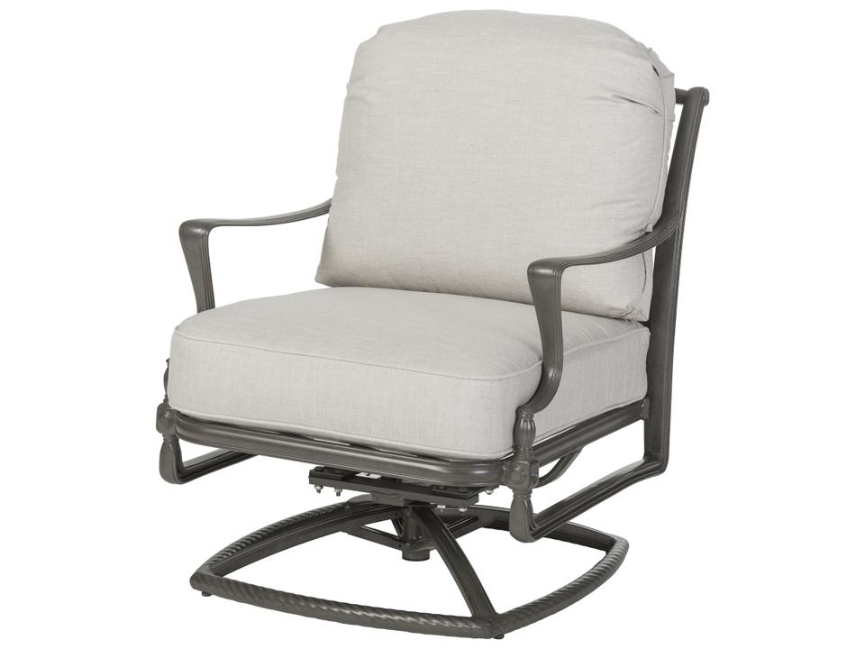 Bel Air Cast Aluminum Swivel Rocking Outdoor Accent Chair in Midnight Gold