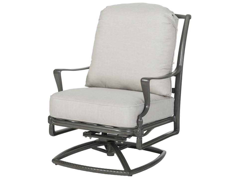 Bel Air High Back Swivel Rocker Outdoor Lounge Chair Cast Aluminum Midnight Gold
