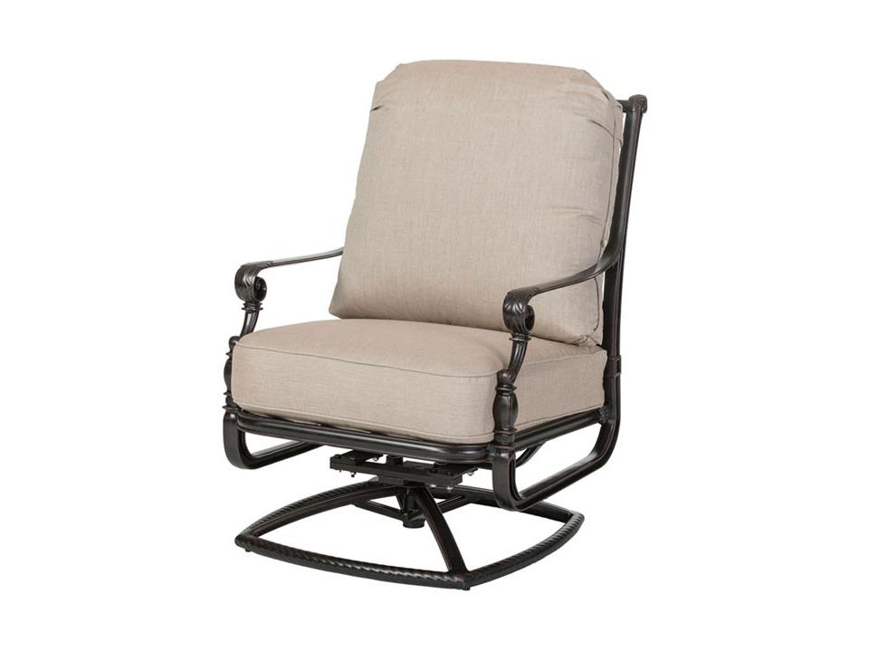 Grand Terrace High Back Swivel Rocking Patio Lounge Chair in Black