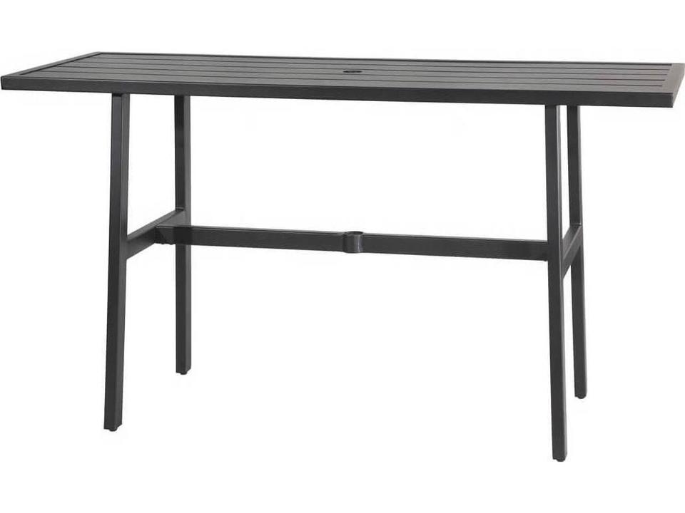 Plank Carbon Aluminum Rectangular Outdoor Bar Table with Umbrella Hole