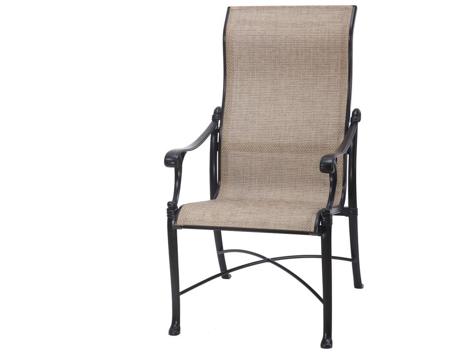 Michigan Sling Cast Aluminum High Back Outdoor Patio Dining Chair