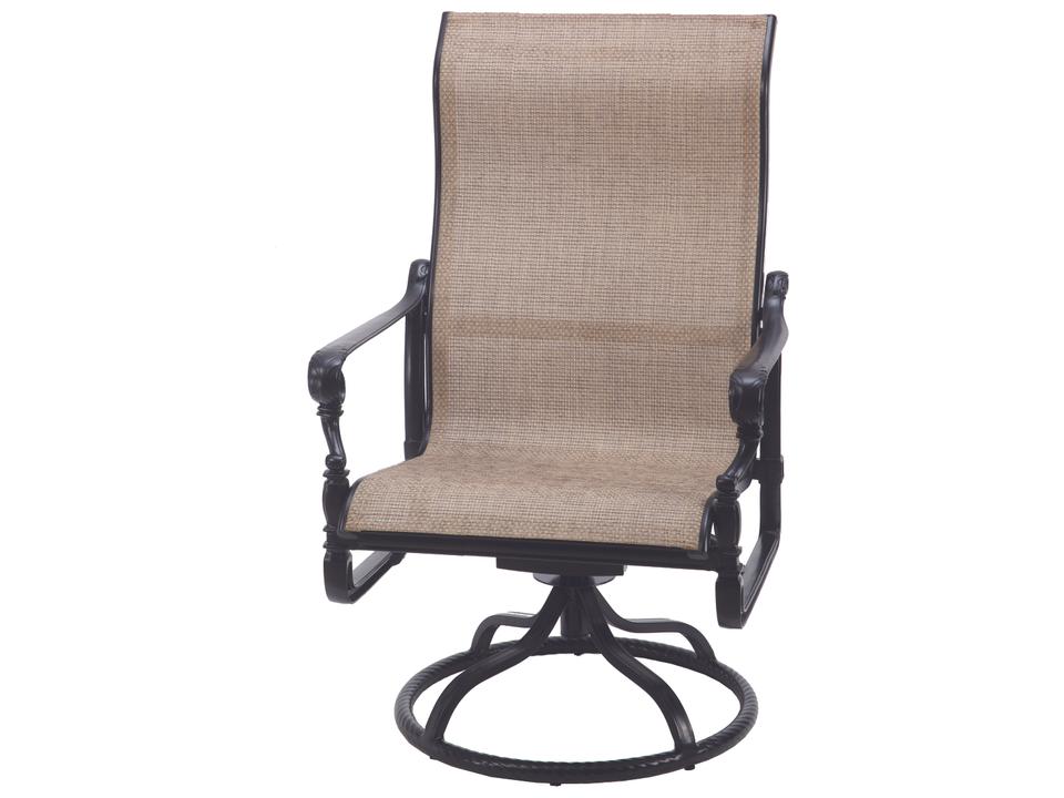 Grand Terrace Sling Cast Aluminum High Back Swivel Rocking Patio Lounge Chair