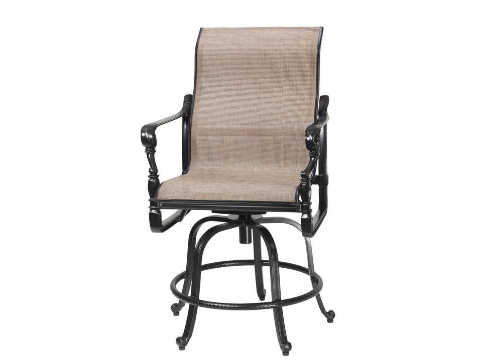 Grand Terrace Sling Cast Aluminum Swivel Rocking Balcony Stool