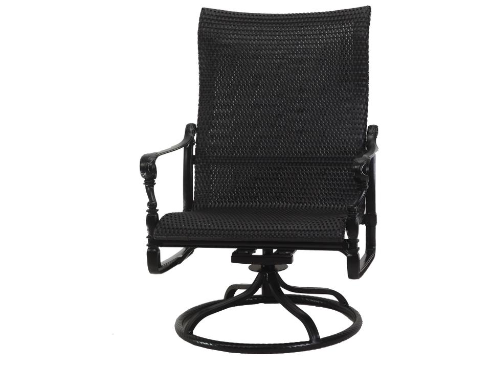 Grand Terrace Woven Cast Aluminum High Back Swivel Rocking Outdoor Lounge Chair