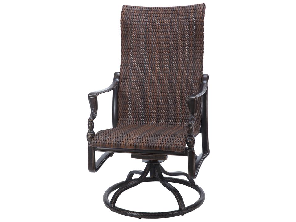Bel Air Woven Cast Aluminum High Back Swivel Rocker Patio Dining Arm Chair
