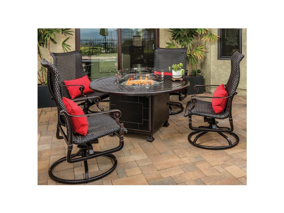 Grand Terrace Sling Cast Aluminum Outdoor Lounge Set