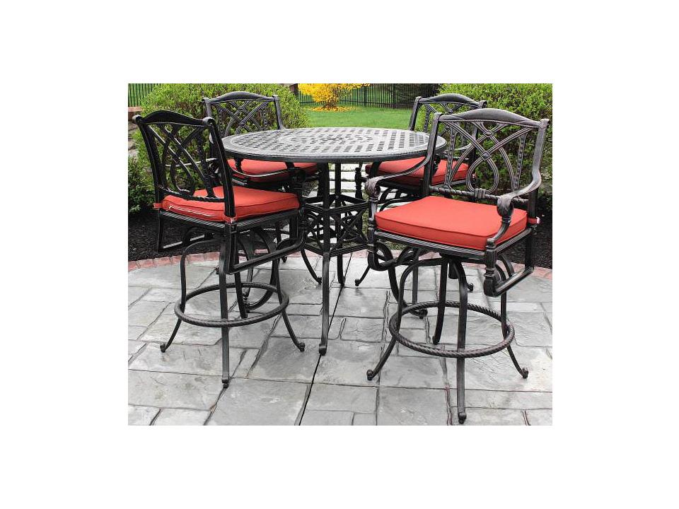 Grand Terrace Cushion Cast Aluminum Bar Set