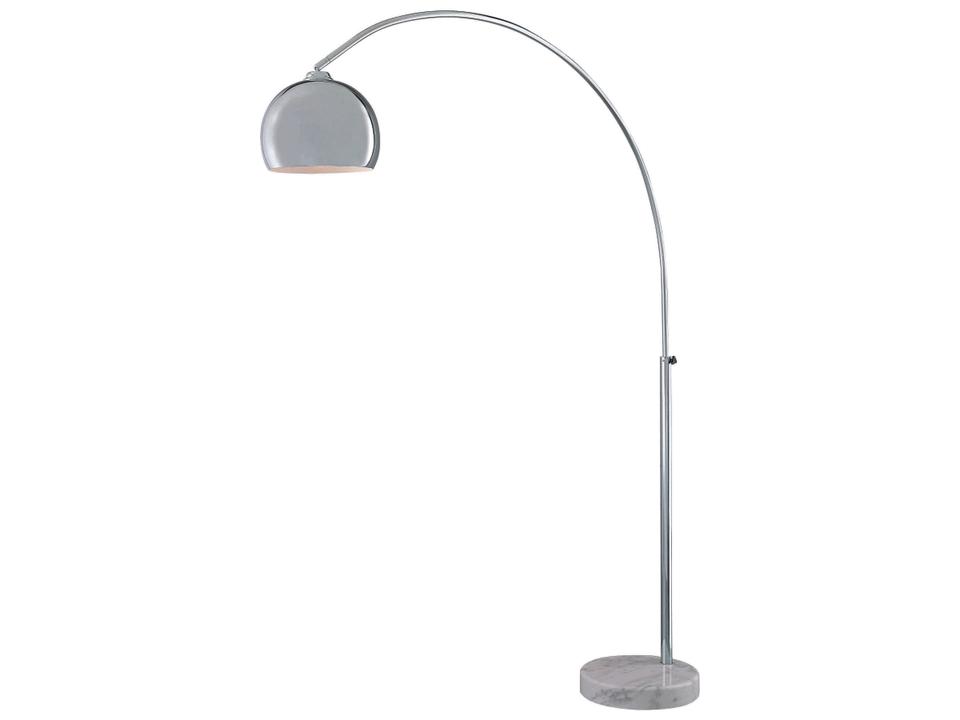 George's Reading Room Arc Floor Lamp in Chrome and White Marble