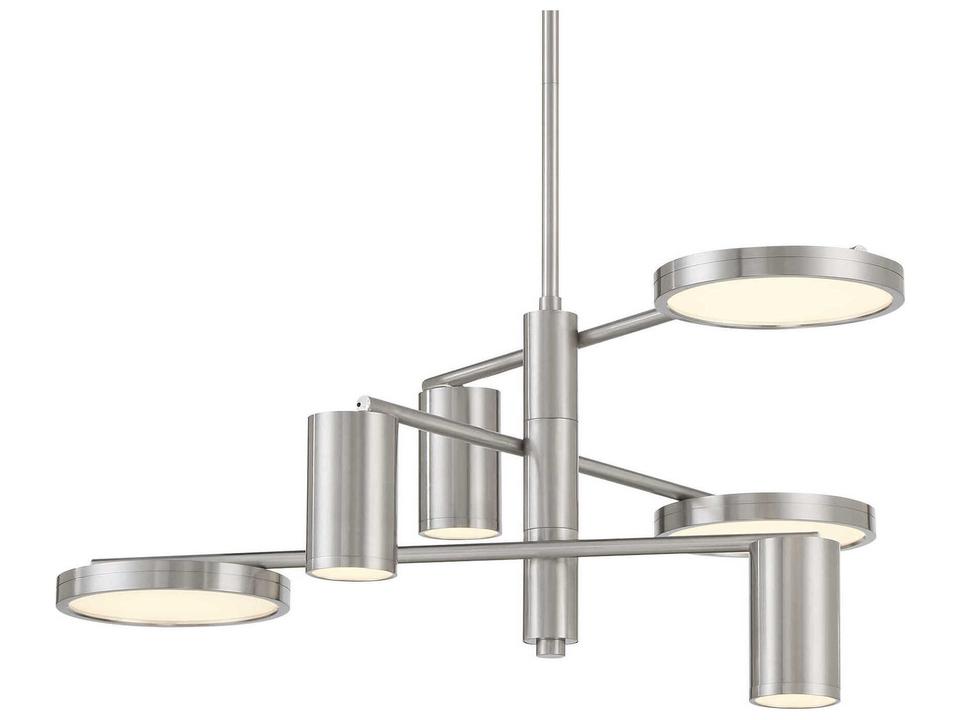 Swivel 6-Light Brushed Nickel Glass LED Chandelier