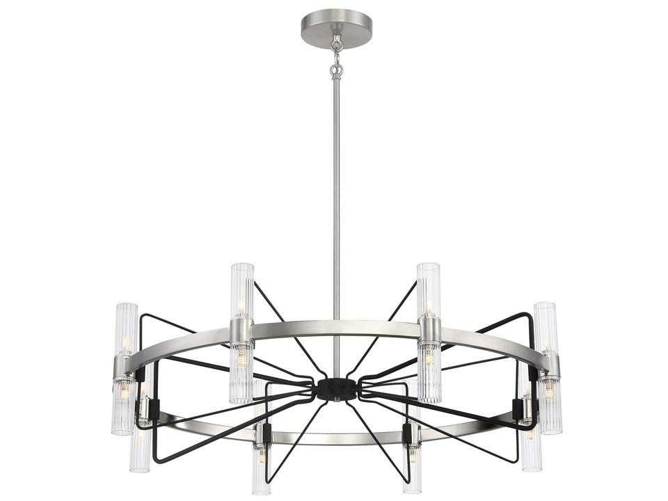 Mass Transit 16-Light Multi-Light Pendant in Brushed Nickel and Sand Coal