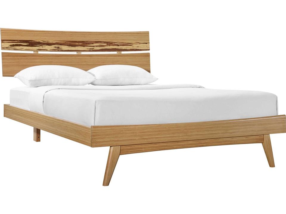 Azara Queen Platform Bed Caramelized with Tiger Bamboo Accents
