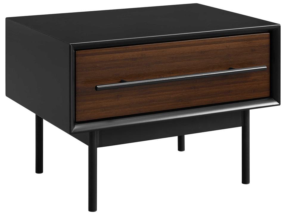 Park Avenue 1-Drawer Ruby Black Bamboo Nightstand with Steel Accents