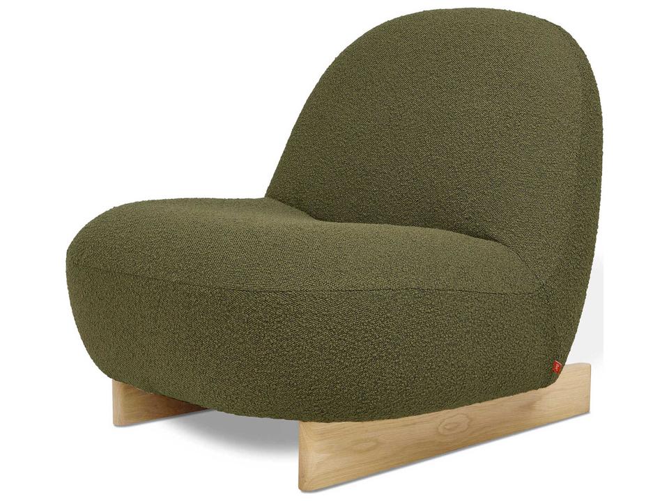 Arlo Accent Chair Green Boucle with Solid Oak Base