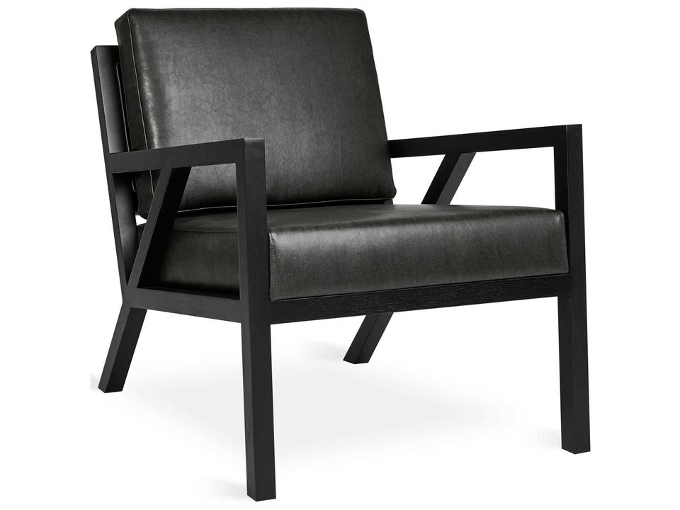 Truss Mid-Century Accent Chair in Licorice Black Vegan AppleSkin Leather