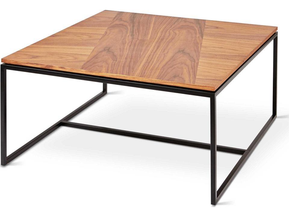 Tobias Square Wood Walnut Black Coffee Table