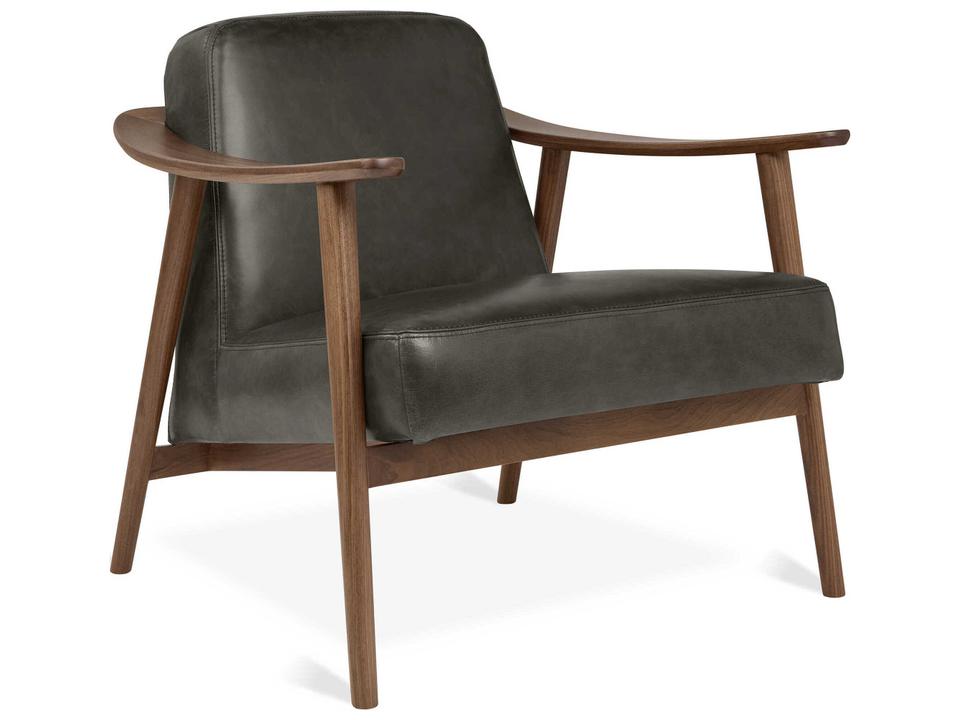 Baltic Accent Chair Tucson Charcoal Leather Walnut Frame