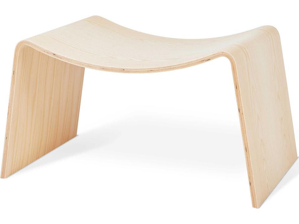 Wave Ash Blonde Accent Stool Sculptural Plywood Design