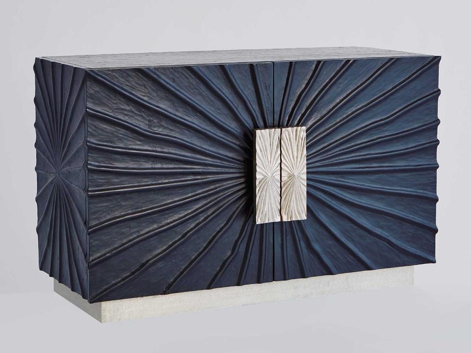 Pleated Two-Door Accent Cabinet in Black Onyx Pine