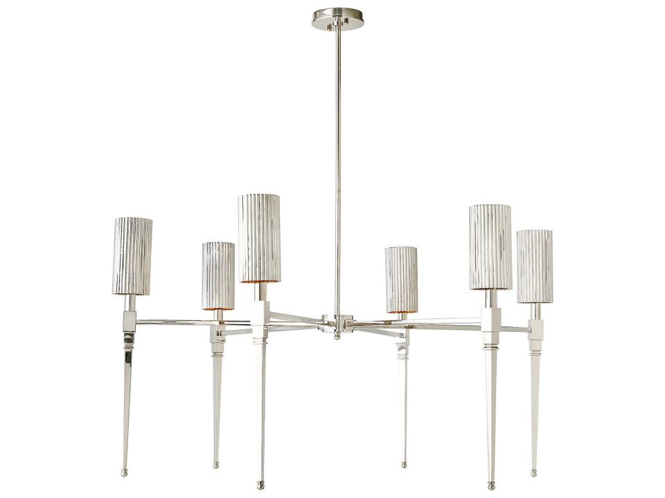 Fluted 6-Light Chandelier in Shiny Nickel