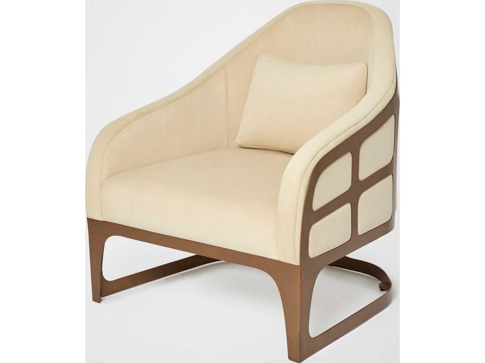 Soho Accent Chair in Deep Bronze Metal and Cream Fabric