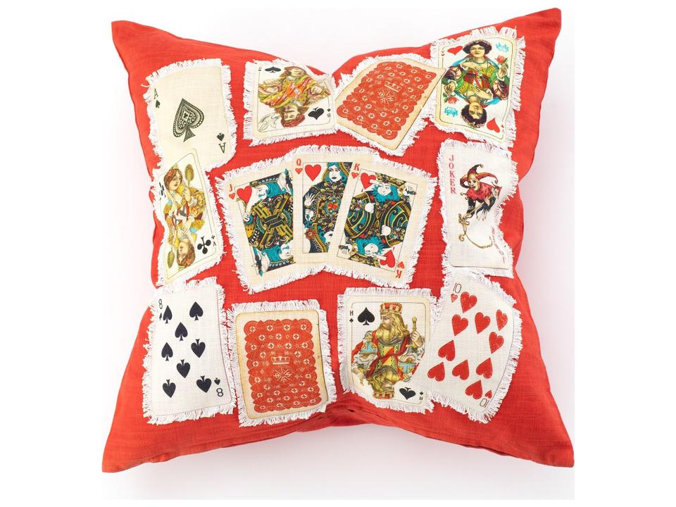 Casino Playing Cards Decorative Pillow with Duck Feather Down Fill