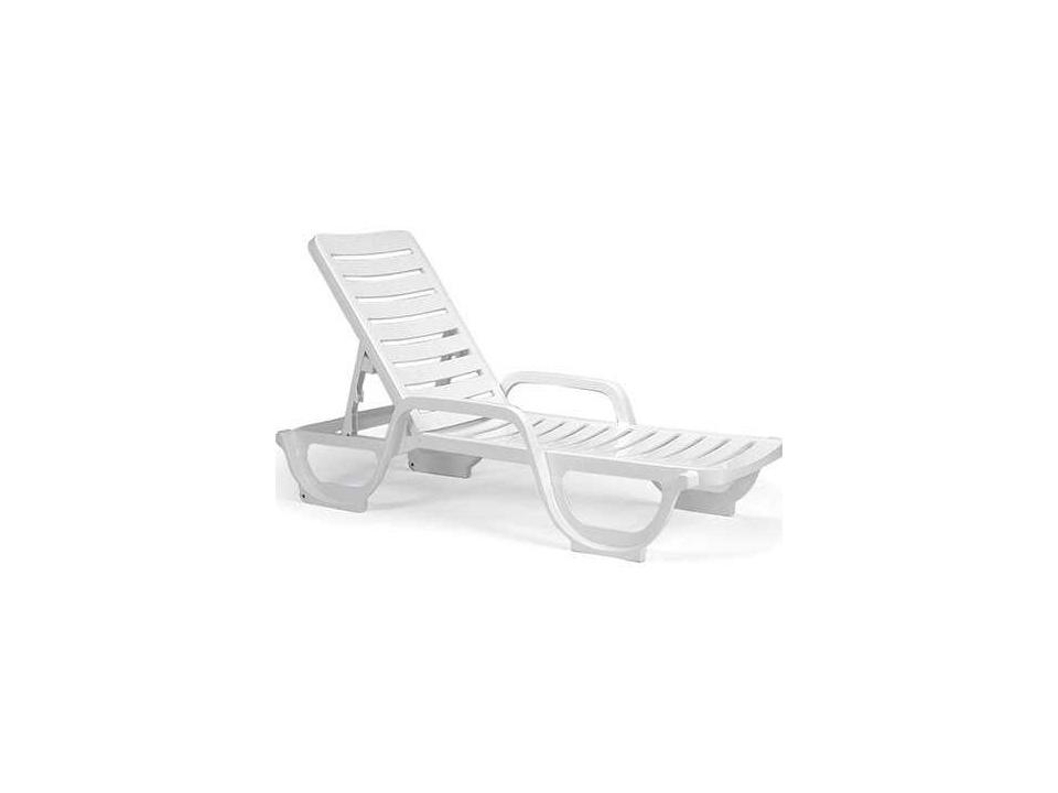 Bahia Resin White Stacking Adjustable Outdoor Chaise Lounge