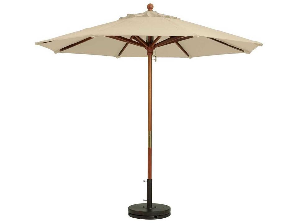 Market Wood 9 Foot Round Patio Umbrella in Khaki