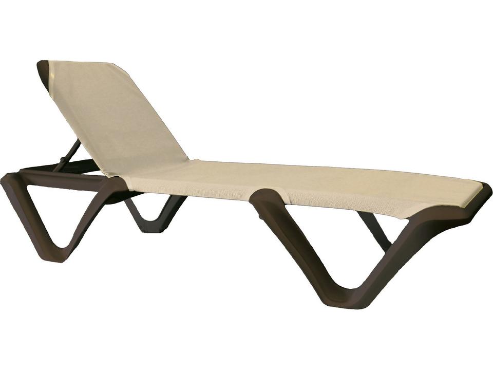 Nautical Sling Resin Bronze Stacking Adjustable Patio Chaise Lounge in Cappuccino