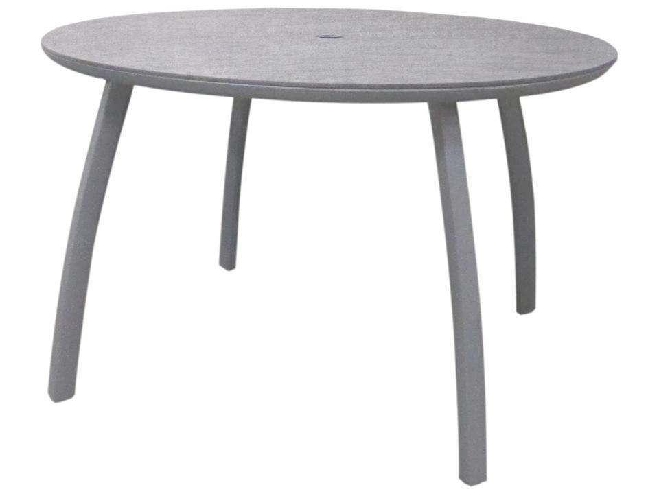Sunset 48 Inch Round Dining Table with Umbrella Hole in Platinum Gray