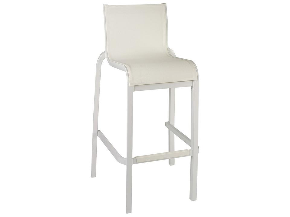 Sunset Sling Aluminum Resin Glacier White Armless Outdoor Bar Stool in White