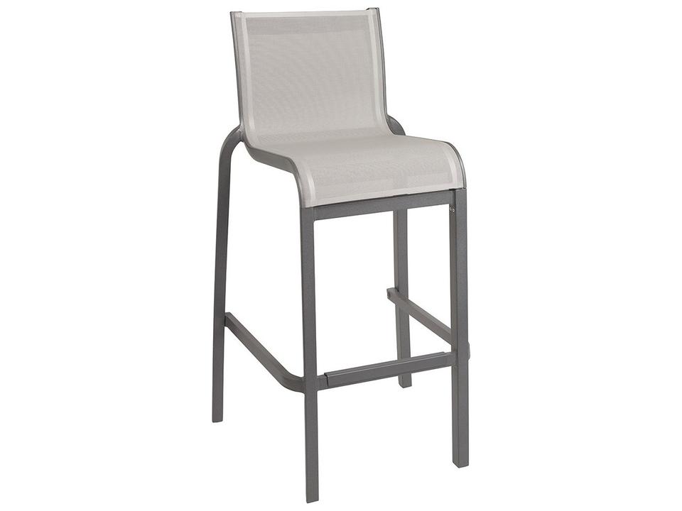 Sunset Sling Aluminum Resin Volcanic Black Armless Outdoor Patio Bar Stool in Gray