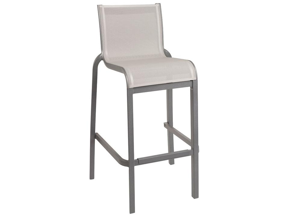Sunset Sling Aluminum Resin Platinum Gray Armless Patio Bar Stool in Gray