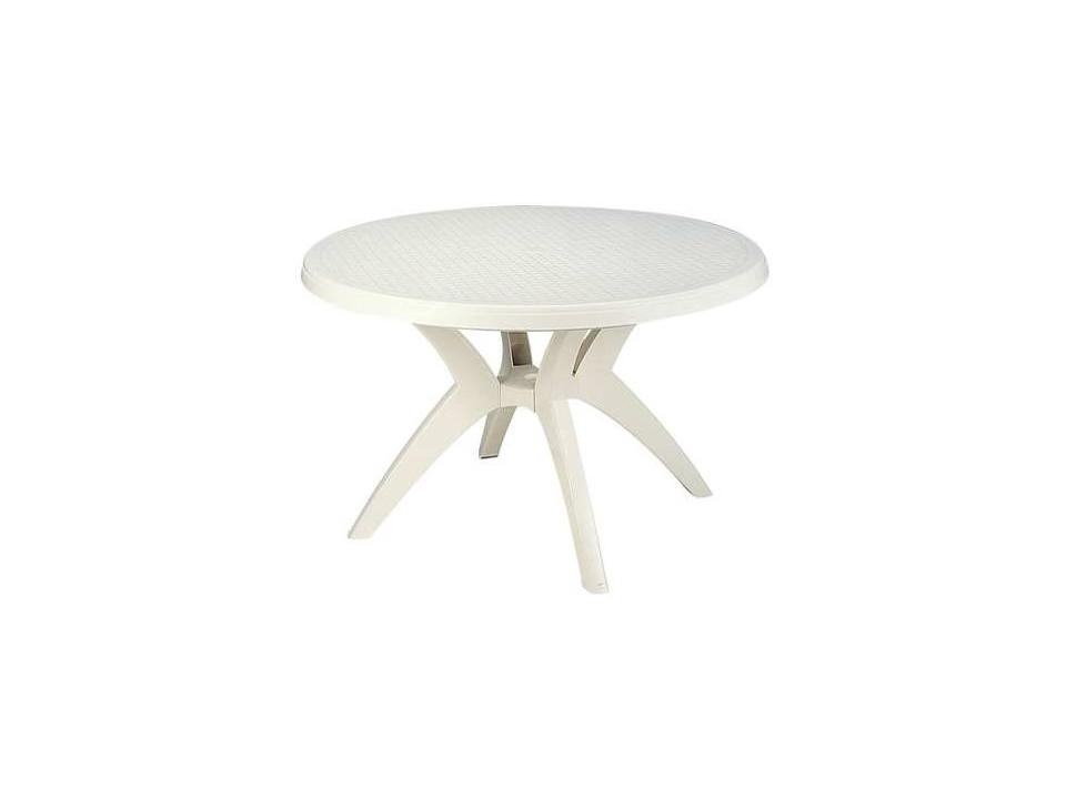 Ibiza Resin White Round Outdoor Dining Table with Umbrella Hole