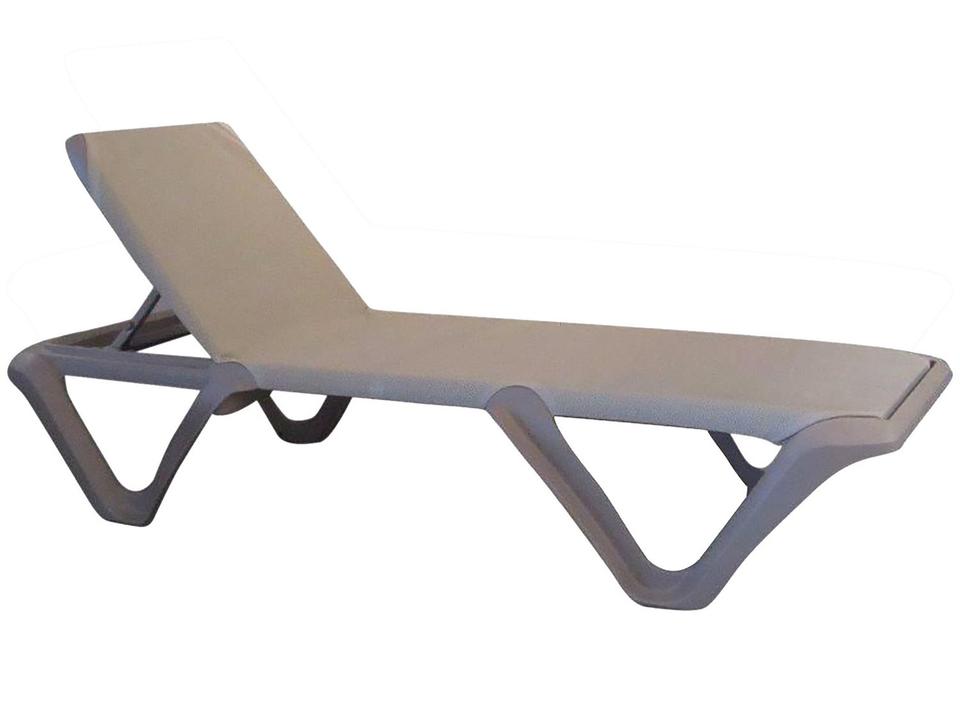 Nautical Pro Sling Resin Dove Gray Stacking Adjustable Outdoor Chaise Lounge in Ash