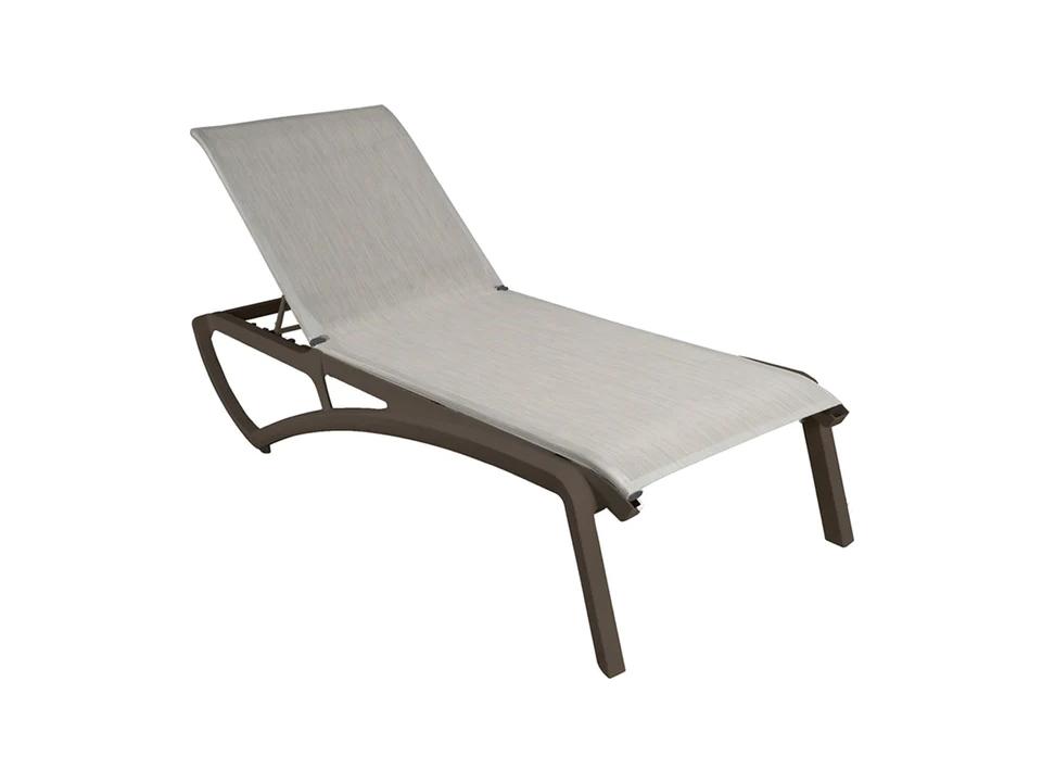 Sunset Aluminum Resin Fusion Bronze Outdoor Patio Chaise Lounge in Beige