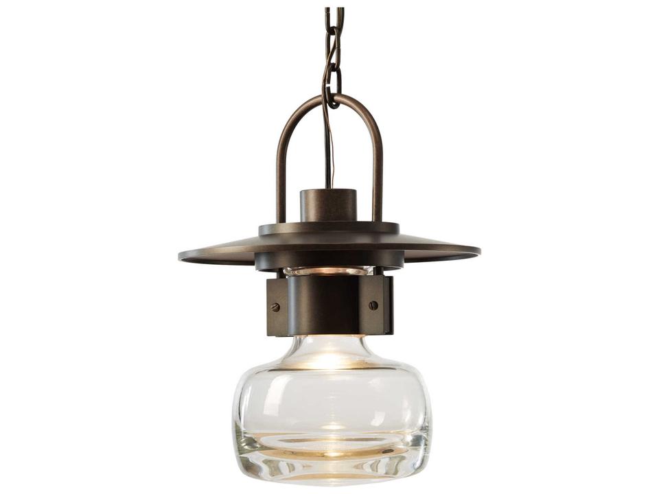 Mason Large Outdoor Pendant Light in Coastal Finish with Clear Blown Glass Bell