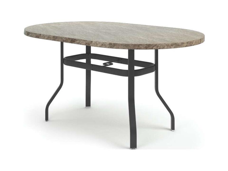 Slate 72-Inch x 42-Inch Oval Counter Table with Umbrella Hole